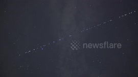 Extremely bright SpaceX Starlink satellite train spotted in Switzerland