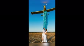 Plane drops coloured water on couple during sensational gender reveal