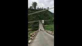 The phone fell out of hand at speed and fell off the bridge!