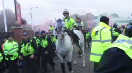 Anger As Police Line Begins To Move Forward To Clear a Path Through Glazers Out Protest