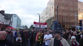 Friends Light Flares As Glazers Out Protest March Towards Old Trafford