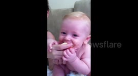 Baby Eats Apple Slice