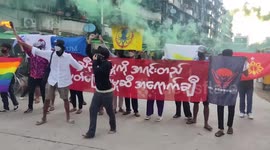 Student activists call for 'unity against military' during protest in Myanmar