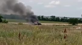 Burning Russian infantry fighting vehicle explodes after being hit by Ukrainian firepower