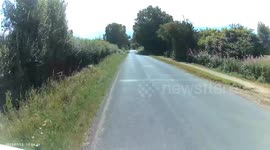Huge tipper truck close passes cyclists at speed on quiet country lane with loads of room on other side - Punishment Pass - Front Cam