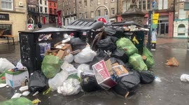 Shocking video shows rubbish piling up on streets of Edinburgh during bin strike