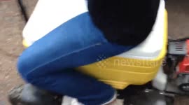 Kid Drives Dad's Kart