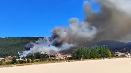 Spain: Forest Fire Breaks Out In Moaña, Galicia