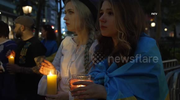 Ukrainians hold vigil in NYC night before Independence Day