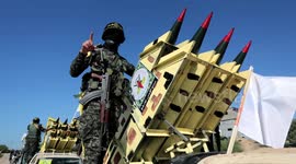 Palestinian militants join military parade through Rafah, Gaza Strip