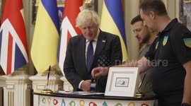 President of Ukraine Volodymyr Zelensky presented the Order of Freedom to British Prime Minister Boris Johnson.