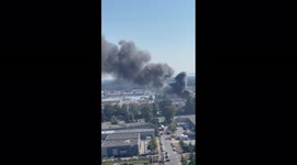 Thick smoke billows from recycling yard fire in Vancouver, Canada