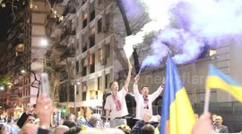 Ukrainian community marches towards Russian Embassy in Buenos Aires, Argentina