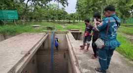 Woman climbs into 32ft deep pumping station drain to save dog stranded for three days