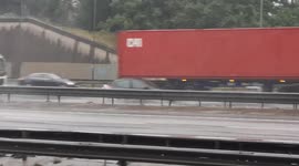 Flooding across the motorway on the A406 in South Woodford in East London