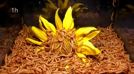 Thousands of mealworms are let loose on flowers in gruesome timelapse