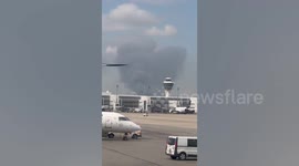 Smoke rises from fire next to Munich Airport in Germany