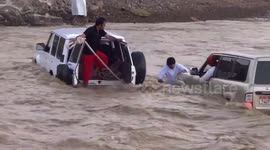 Jeep safari and Nissan patrol rescue operation against rapid flash floods