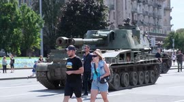 Exhibition of destroyed Russian military equipment as a result of Russia's full-scale military aggression against Ukraine in 2022, Khreshchatyk street, Kyiv, Ukraine, August 24, Independence Day of Ukraine