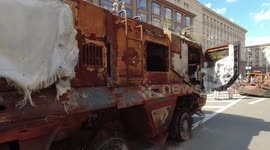 Exhibition of destroyed Russian military equipment as a result of Russia's full-scale military aggression against Ukraine in 2022, Khreshchatyk street, Kyiv, Ukraine, August 24, Independence Day of Ukraine