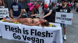 PETA vegan protest in Leicester Square