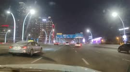 Dubai City night view at Sheikh jahid road.UAE,Emirates.
