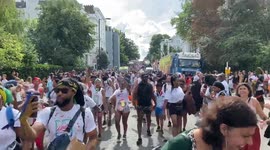 Huge crowds arrive for the start of Notting Hill Carnival