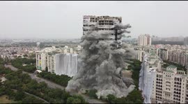 Drone footage shows moment illegally built twin towers went up in smoke in India