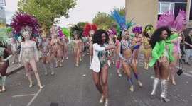 London School of samba the first parade at The Notting Hill Carnival 2022, London, UK