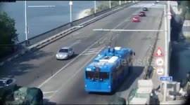 CCTV moment when Ingulsky bridge in Mykolaiv, Ukraine hit by Russian rocket