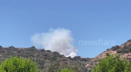 Brush fire breaks out in Angeles National Forest, California