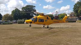 Air Ambulance Helicopter take off at Close Quarters - Filmed in Slow Motion