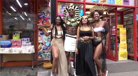 Pharaoh with friends strike a pose on the way to Notting Hill Carnival 2022