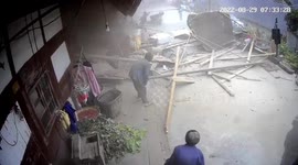 Huge rock smashes through house after rolling down mountain in China