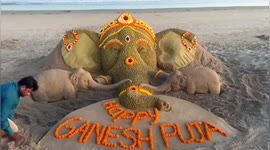 3, 425 Sand Ladoos used to create Ganesh at Puri beach Orisha