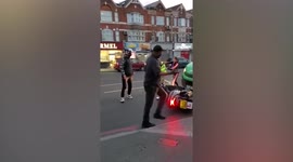 Supermarket delivery driver attacks motorcyclist with a POLE in London