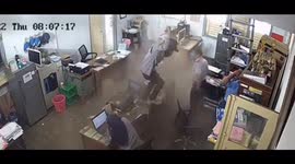 Electrician falls through office ceiling, catching workers off guard