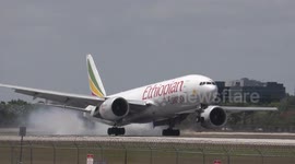 Ethiopian cargo plane loses control during rough landing in Miami, United States