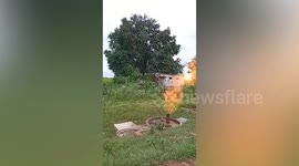 Water pump sparks panic after spouting fire in village in India