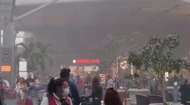 Smoke inside Orlando Airport, US, as fire breaks out