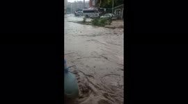 Floodwater streams through streets of Turkey's Bursa