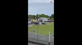 'CHAOTIC footage of jumping cars CRASHING HARD on race track'