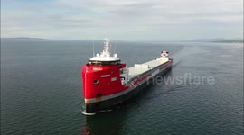 Drone Footage of Unusual Cargo Ship On Lough Foyle