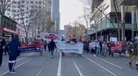 Protesters march against Covid-19 vaccine mandates at Melbourne freedom rally