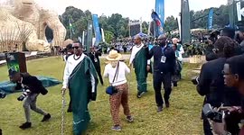 Didier Drogba at the gorillas naming ceremony in Kinigi, Rwanda