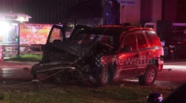Utility pole knocked down during major accident in north Houston, TX, USA