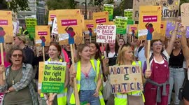 Pro-choice and anti-abortion protesters in Parliament Square.