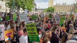 Pro-choice protesters in Parliament Square.