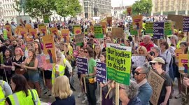 Tension at rival pro and anti-abortion protests in London's Parliament Square