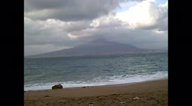 Vesuvius in winter, from the Sorrento coast, separated from the sea by it